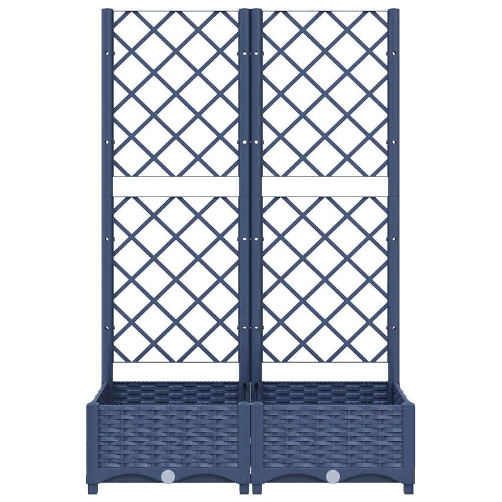 Vaso/floreira jardim c/ treliça 80x40x121,5 cm PP cinzento azul