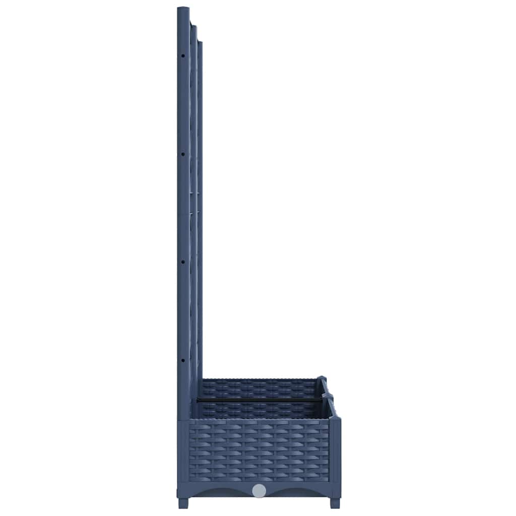 Vaso/floreira jardim c/ treliça 80x40x121,5 cm PP cinzento azul