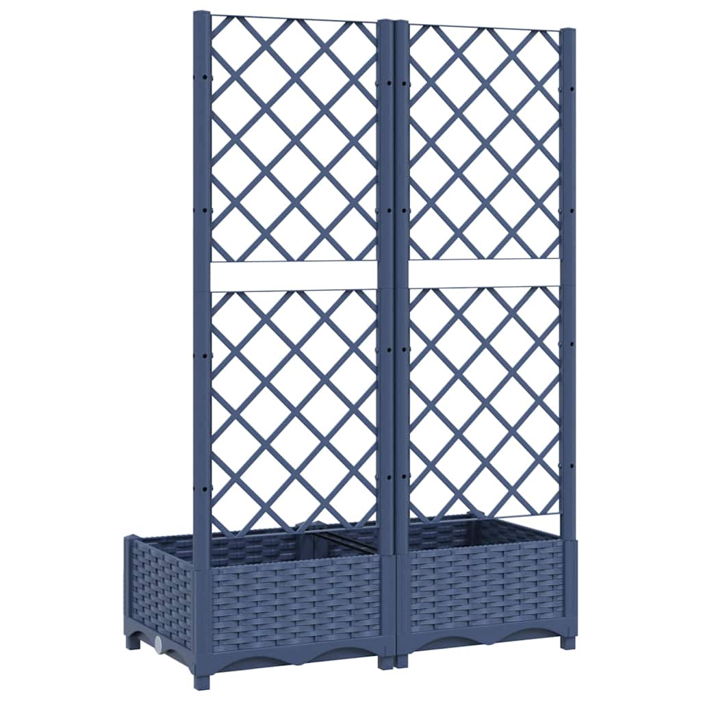 Vaso/floreira jardim c/ treliça 80x40x121,5 cm PP cinzento azul