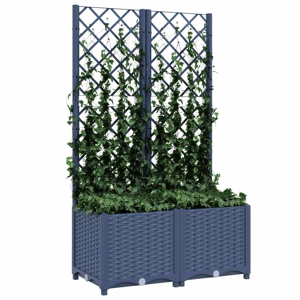 Vaso/floreira jardim c/ treliça 80x40x136 cm PP cinzento azul