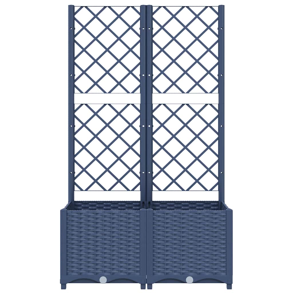 Vaso/floreira jardim c/ treliça 80x40x136 cm PP cinzento azul