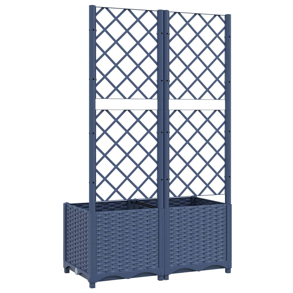 Vaso/floreira jardim c/ treliça 80x40x136 cm PP cinzento azul