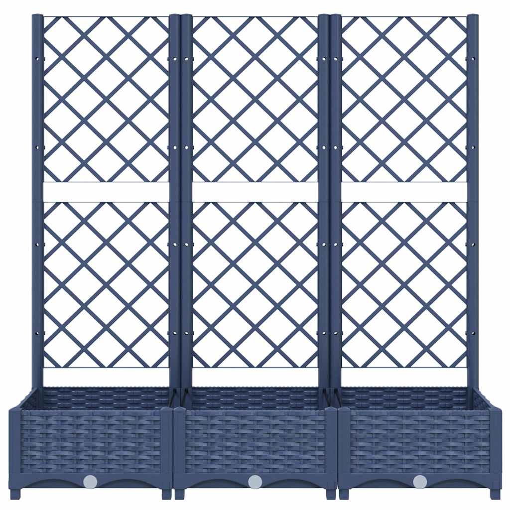 Vaso/floreira jardim c/ treliça 120x40x121,5 cm PP cinzento azul