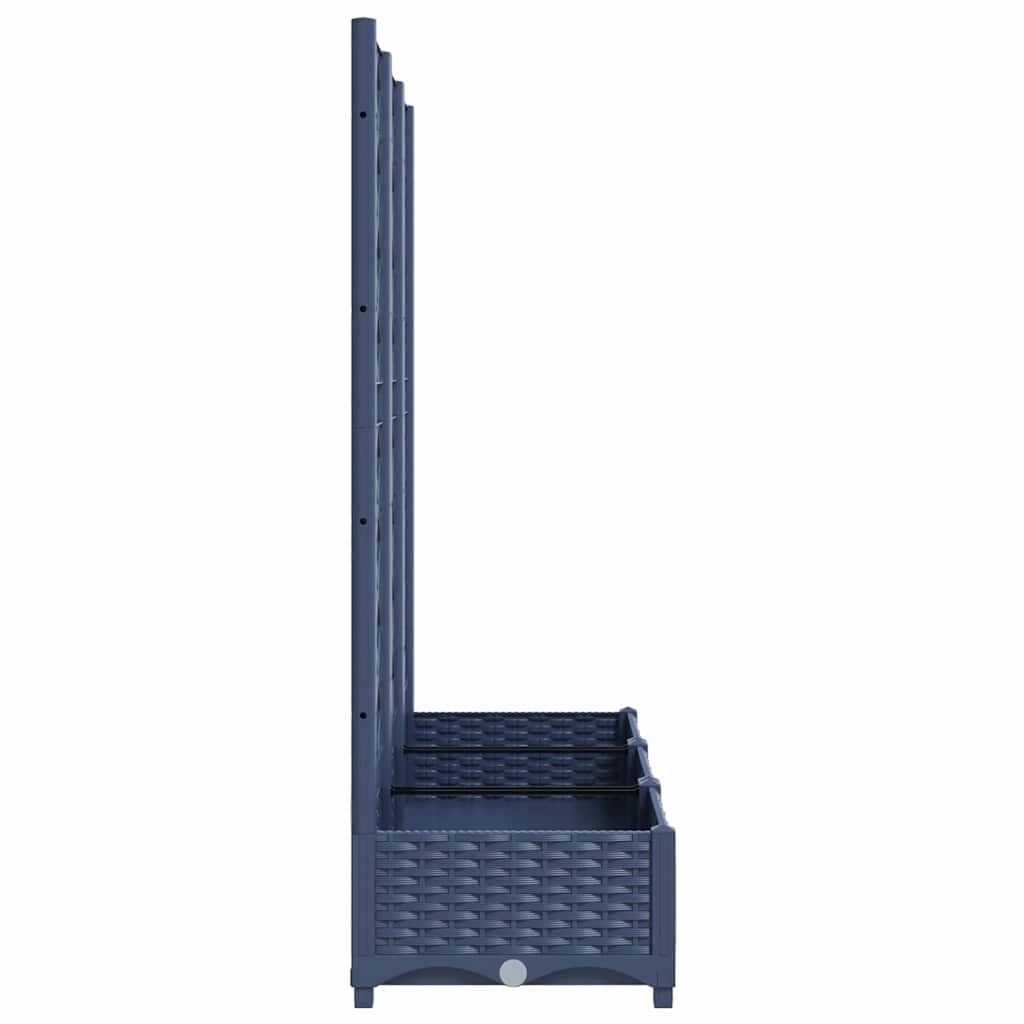Vaso/floreira jardim c/ treliça 120x40x121,5 cm PP cinzento azul