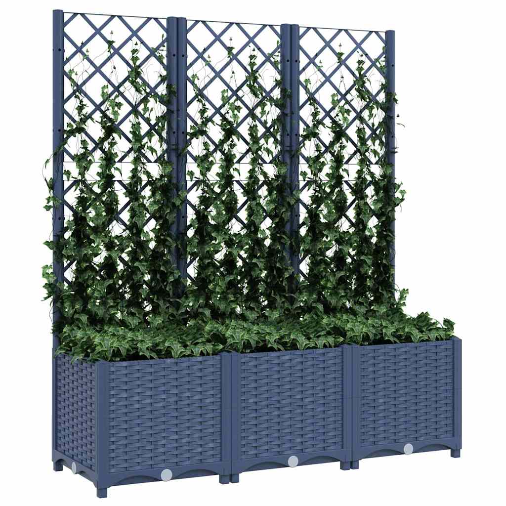 Vaso/floreira jardim c/ treliça 120x40x136 cm PP cinzento azul