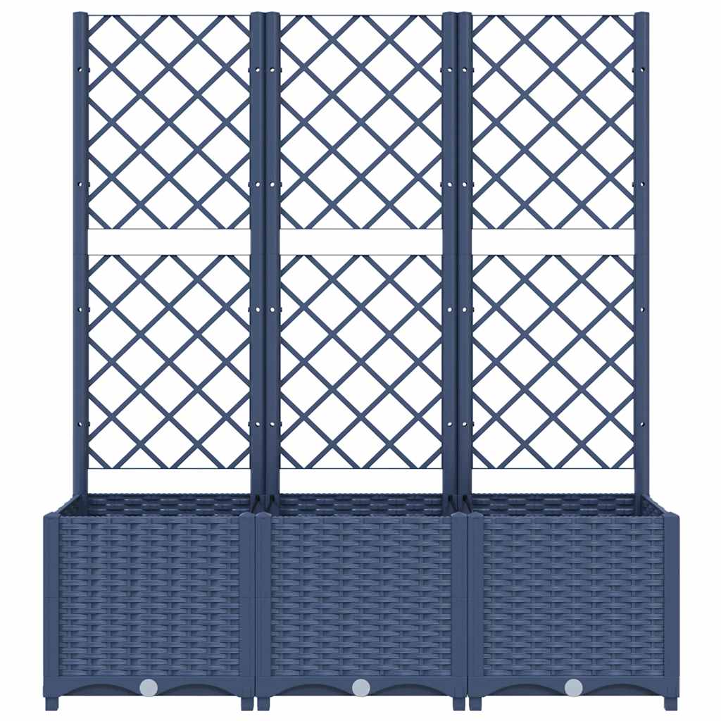 Vaso/floreira jardim c/ treliça 120x40x136 cm PP cinzento azul