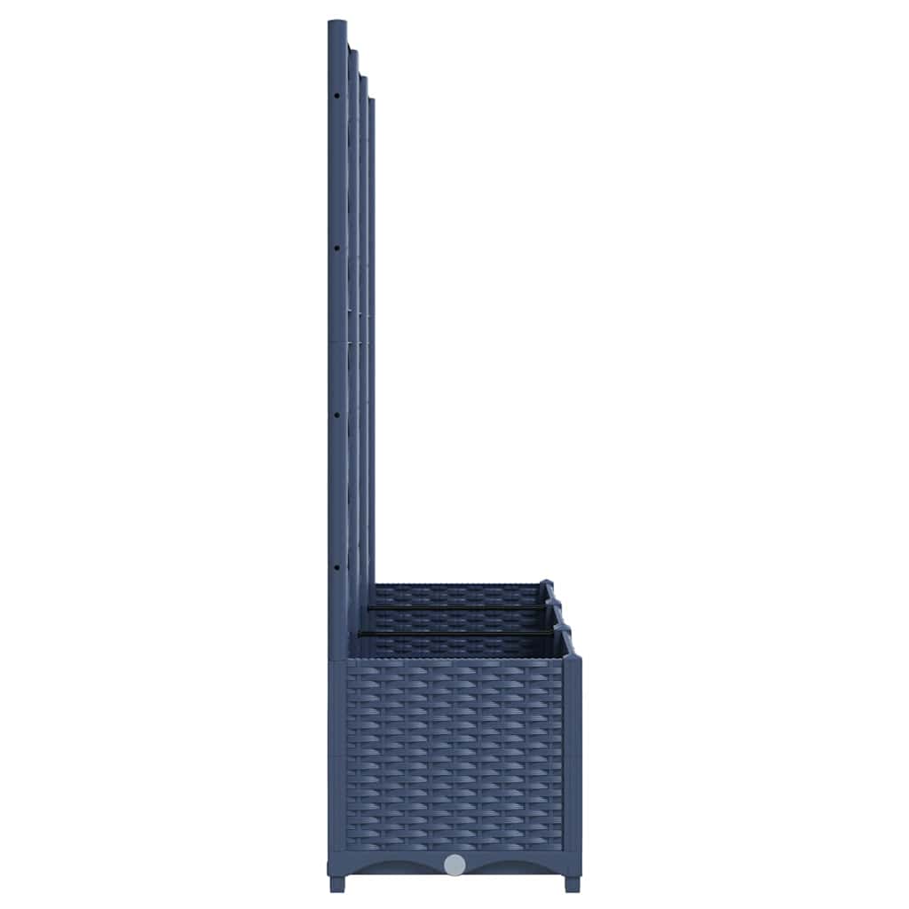 Vaso/floreira jardim c/ treliça 120x40x136 cm PP cinzento azul