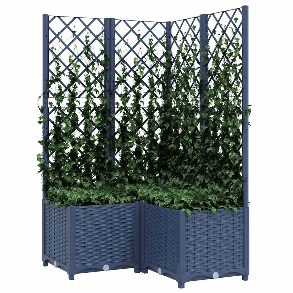 Vaso/floreira jardim c/ treliça 80x80x136 cm PP cinzento azul