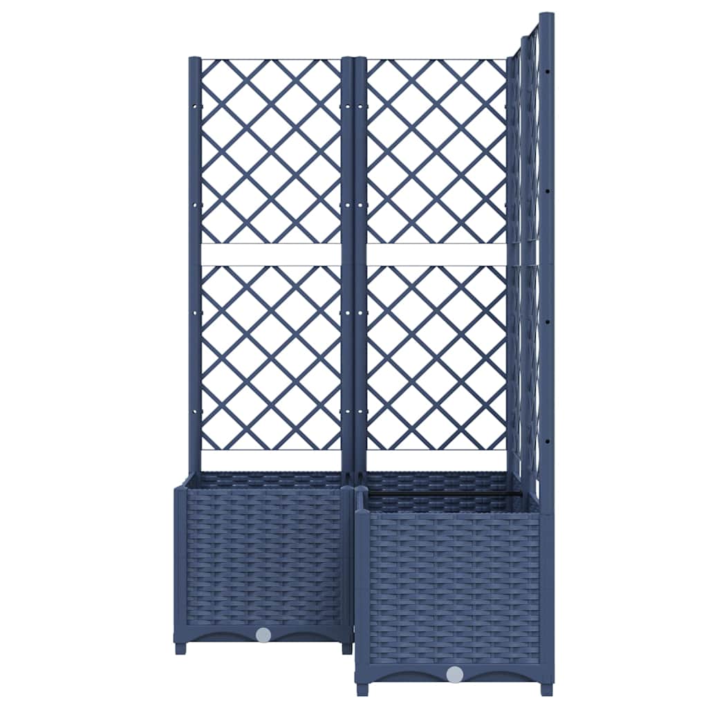 Vaso/floreira jardim c/ treliça 80x80x136 cm PP cinzento azul