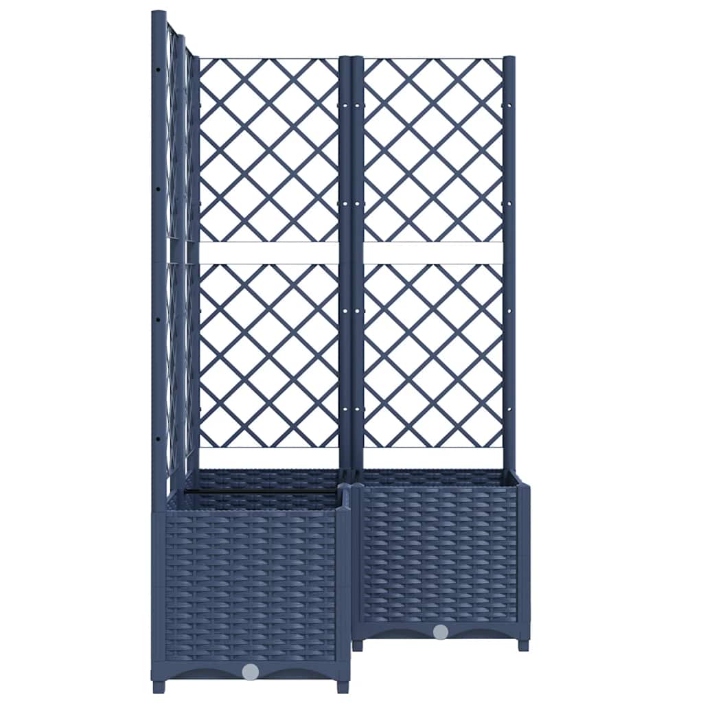 Vaso/floreira jardim c/ treliça 80x80x136 cm PP cinzento azul