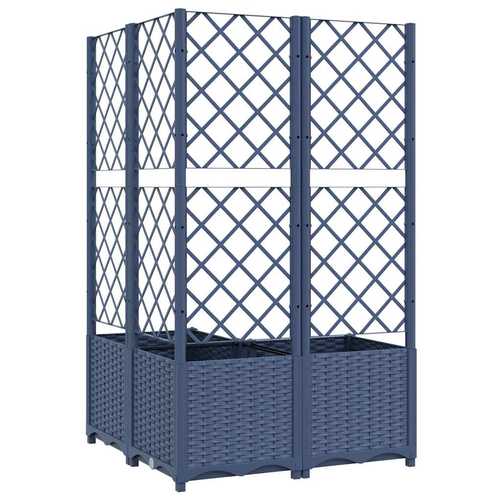 Vaso/floreira jardim c/ treliça 80x80x136 cm PP cinzento azul