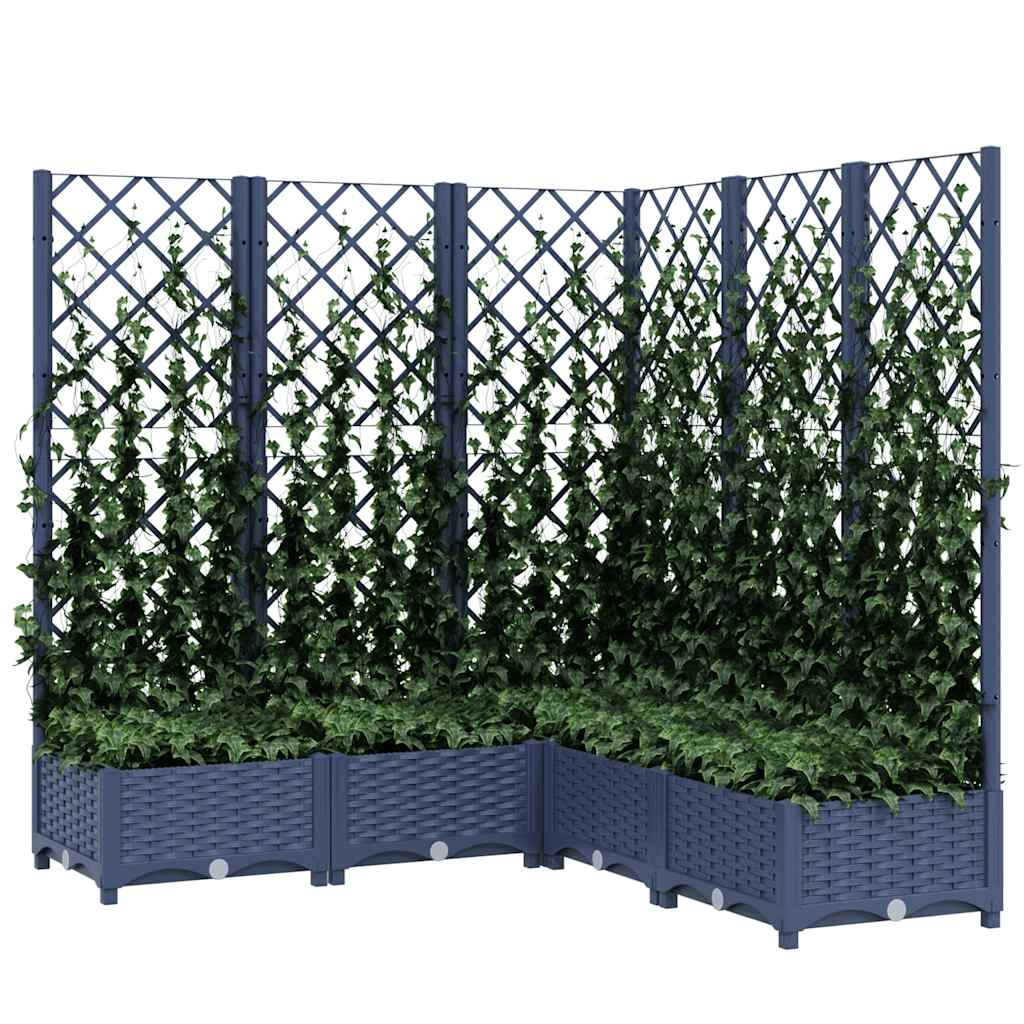 Vaso/floreira jardim c/ treliça 120x120x121,5cm PP cinzento azul