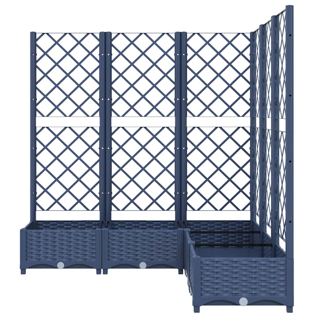 Vaso/floreira jardim c/ treliça 120x120x121,5cm PP cinzento azul