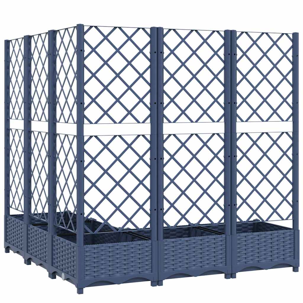 Vaso/floreira jardim c/ treliça 120x120x121,5cm PP cinzento azul