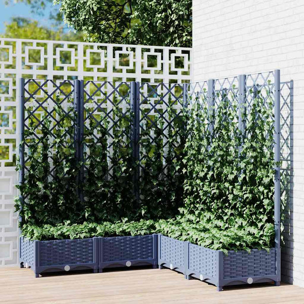 Vaso/floreira jardim c/ treliça 120x120x121,5cm PP cinzento azul