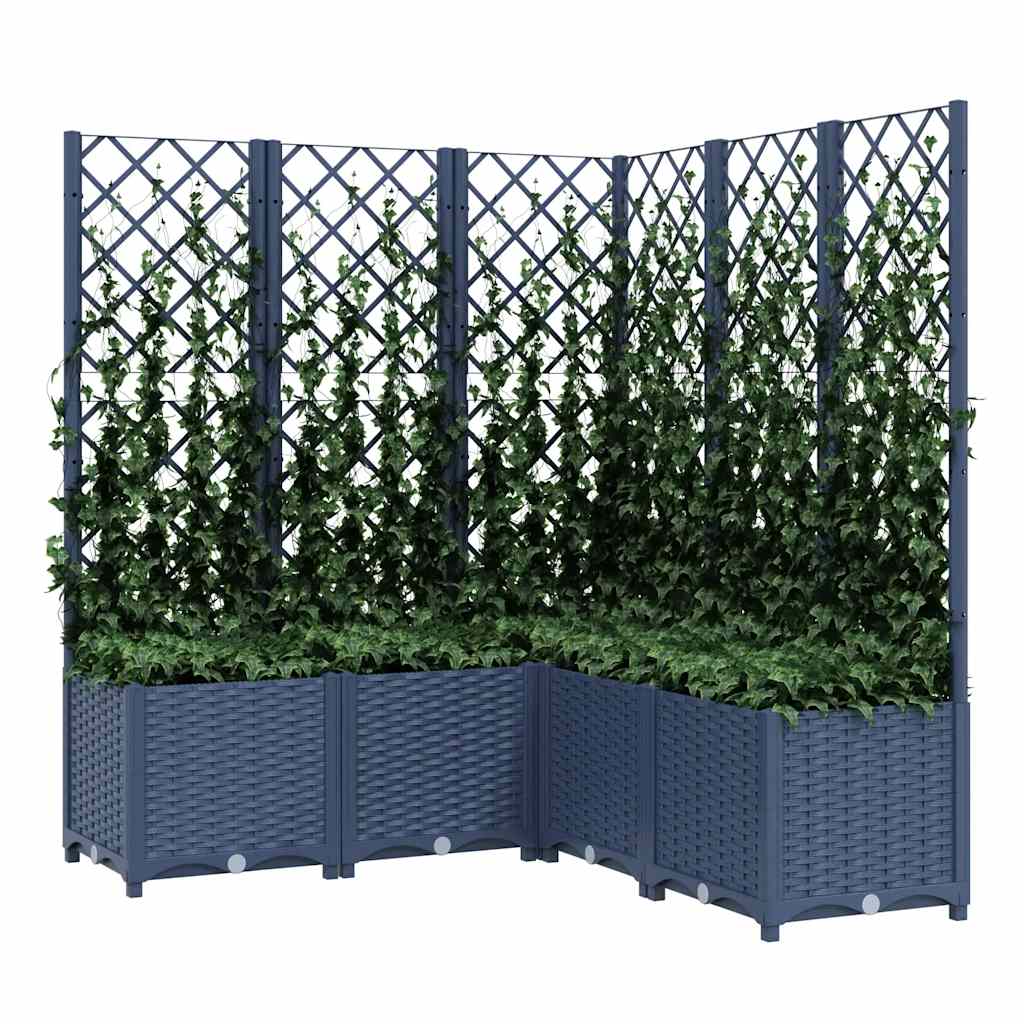 Vaso/floreira jardim c/ treliça 120x120x136 cm PP cinzento azul