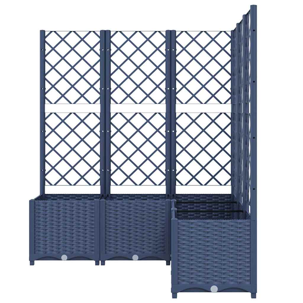 Vaso/floreira jardim c/ treliça 120x120x136 cm PP cinzento azul