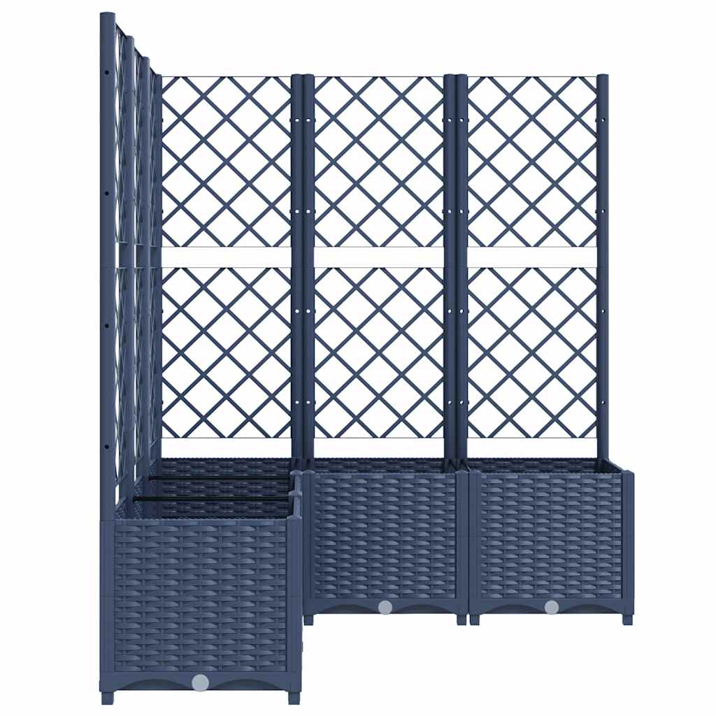Vaso/floreira jardim c/ treliça 120x120x136 cm PP cinzento azul