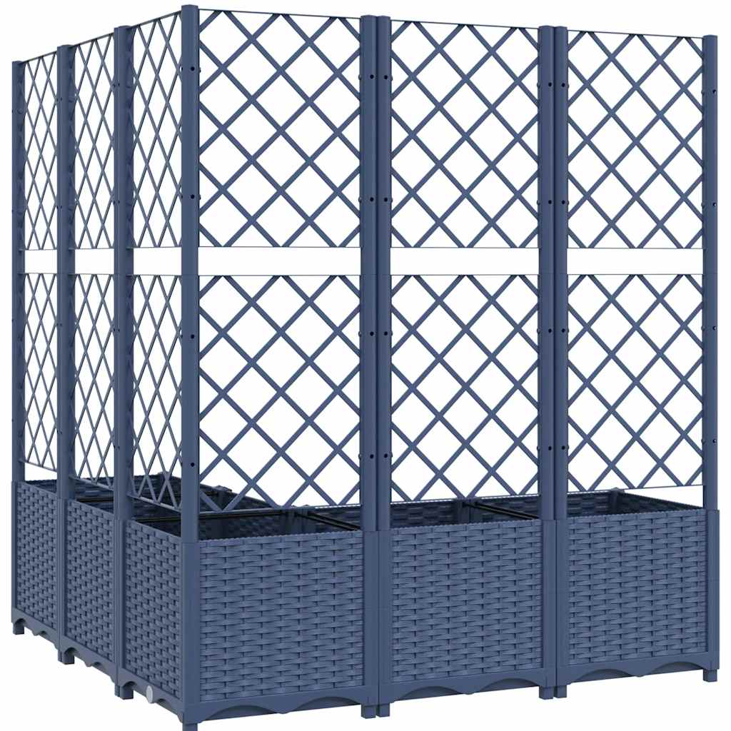 Vaso/floreira jardim c/ treliça 120x120x136 cm PP cinzento azul