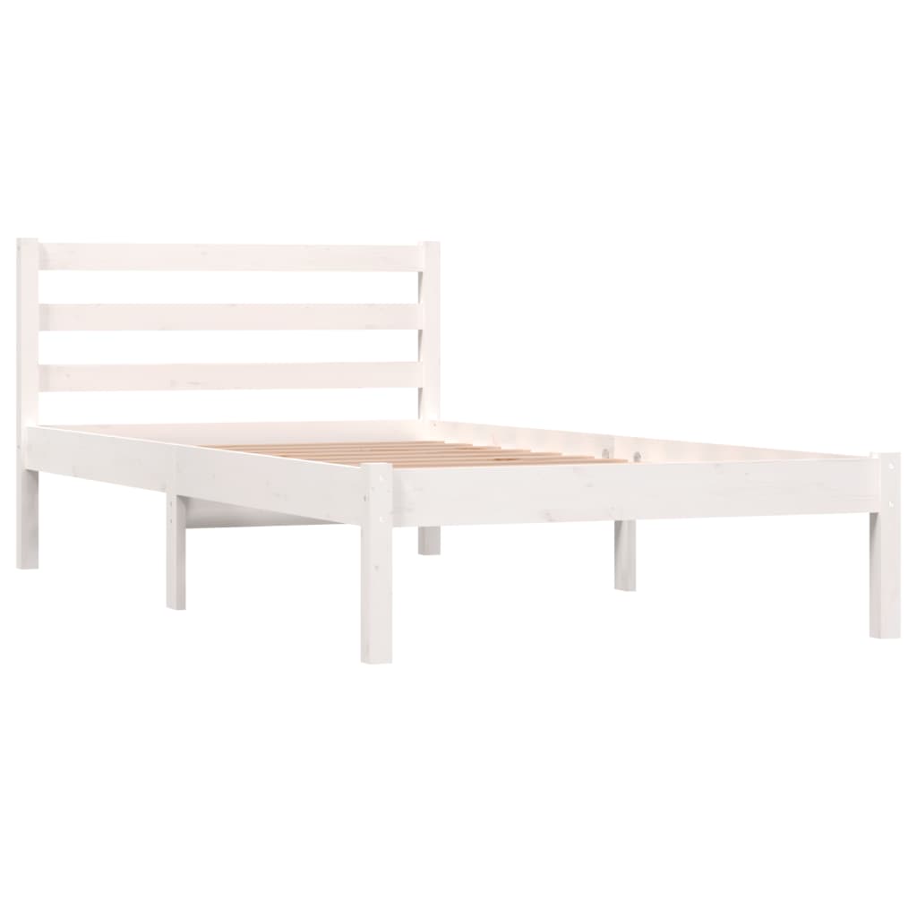 Estrutura de cama solteiro 90x190 cm pinho maciço branco