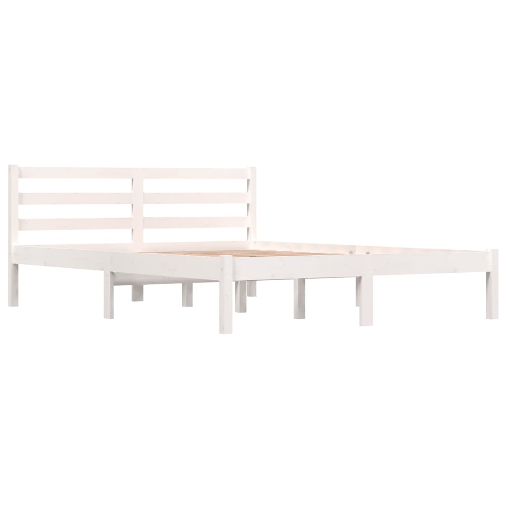 Estrutura de cama pequena casal 120x190 cm pinho maciço branco
