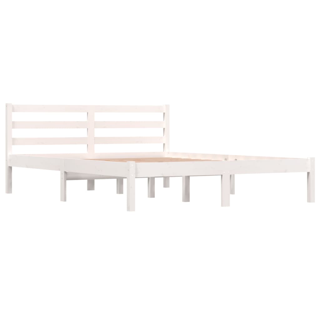 Estrutura de cama 140x190 cm pinho maciço branco