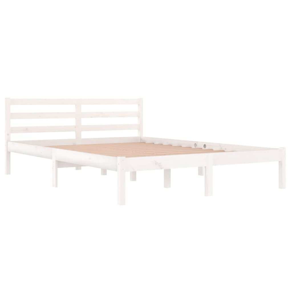 Estrutura de cama 140x200 cm pinho maciço branco