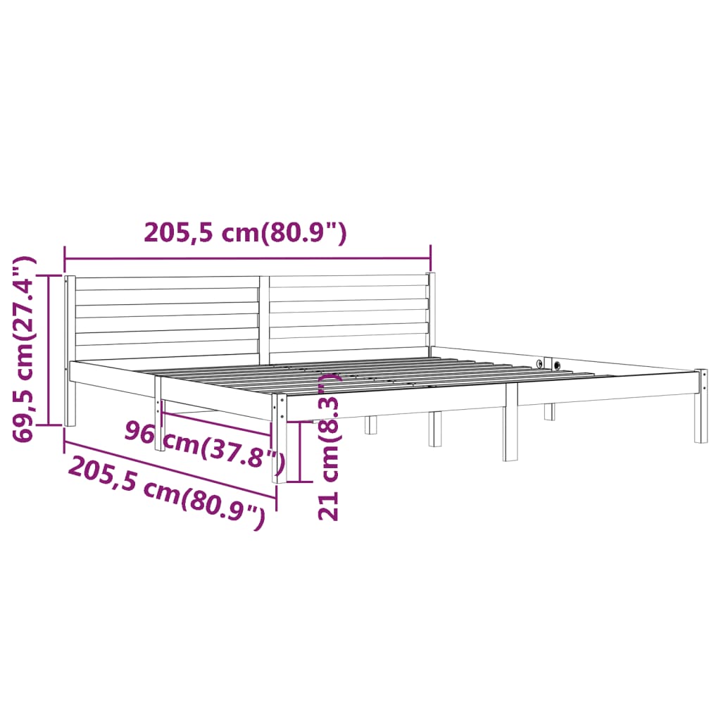 Estrutura de cama 200x200 cm pinho maciço branco