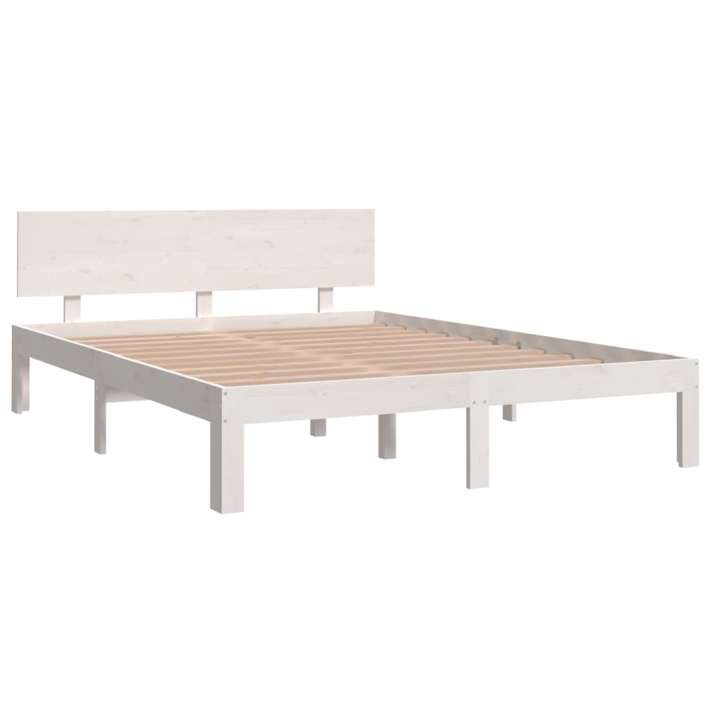 Estrutura de cama 140x190 cm pinho maciço branco