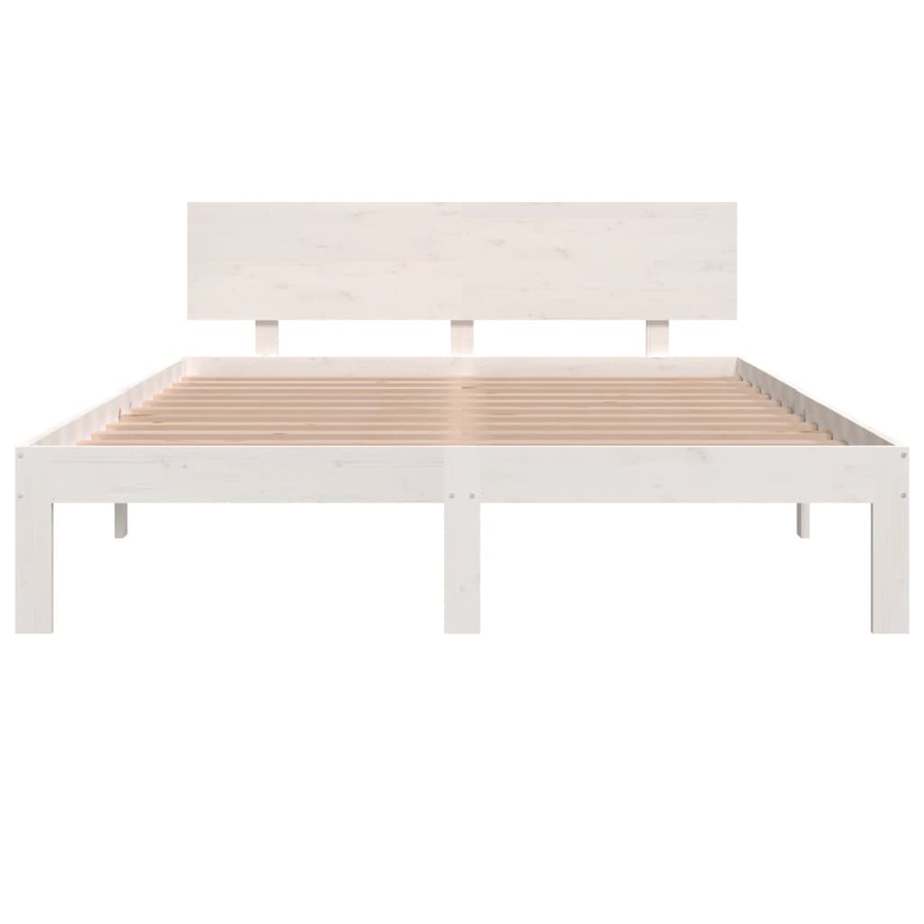 Estrutura de cama 140x190 cm pinho maciço branco