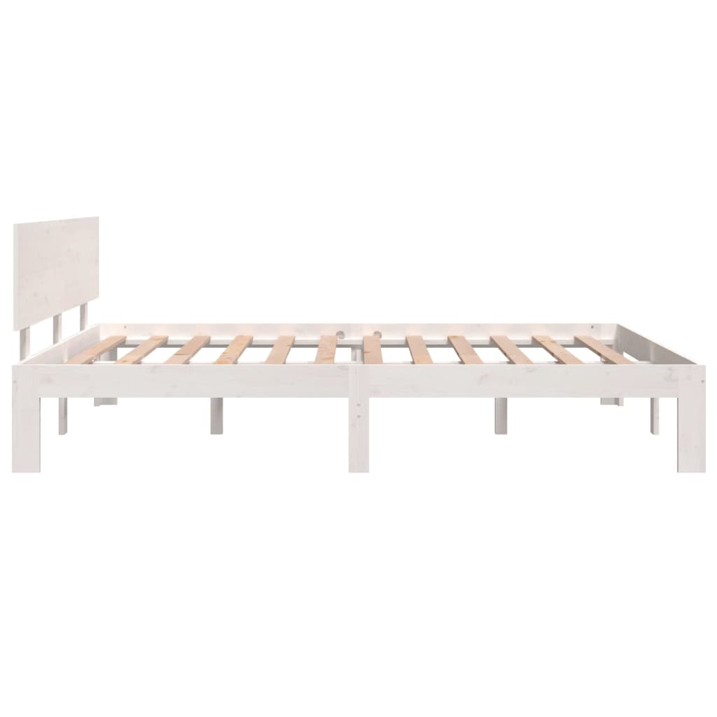 Estrutura de cama 140x190 cm pinho maciço branco
