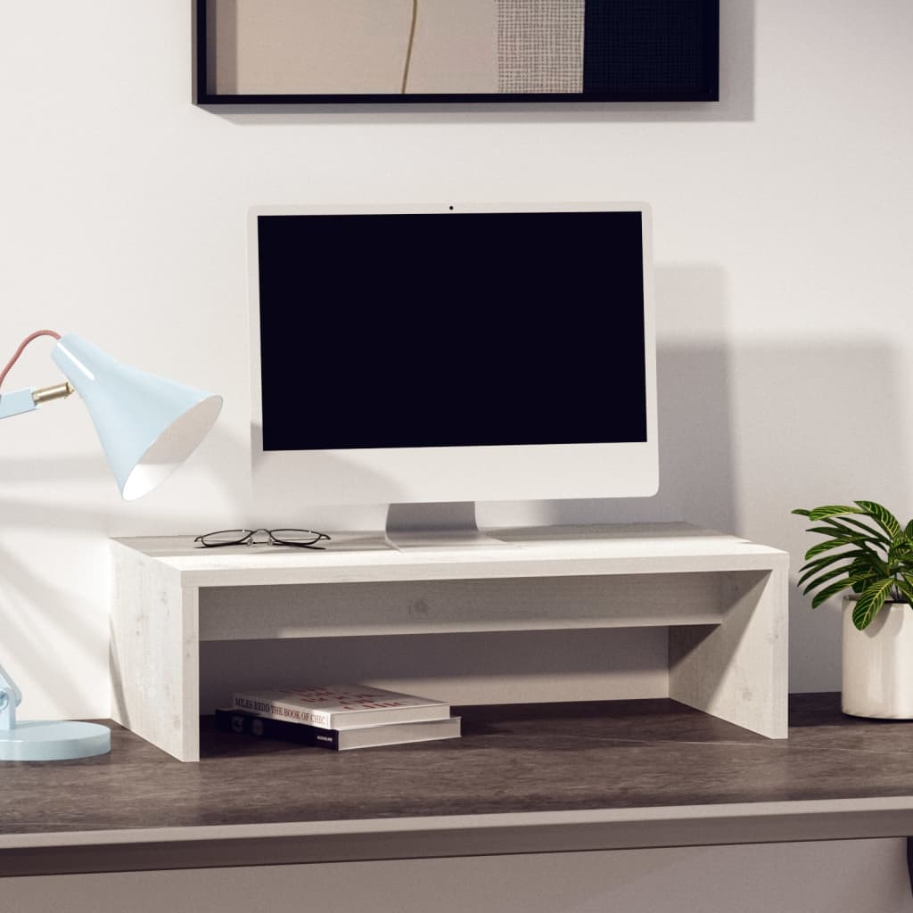 Suporte para monitor 50x27x15 cm pinho maciço branco