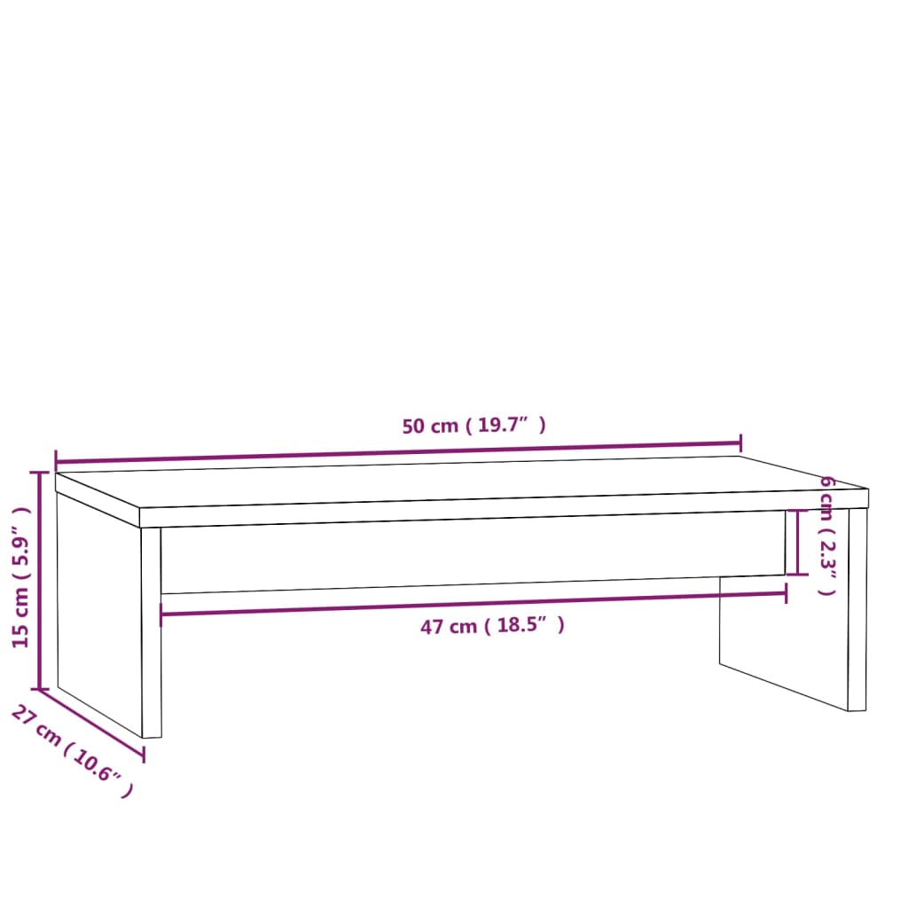 Suporte para monitor 50x27x15 cm pinho maciço branco