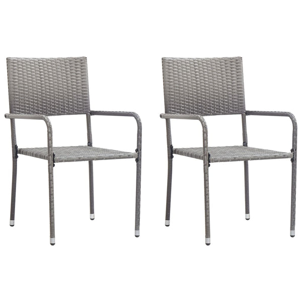 Cadeiras de jantar empilháveis para jardim 2 pcs vime PE cinza