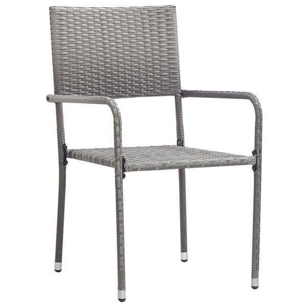 Cadeiras de jantar empilháveis para jardim 2 pcs vime PE cinza