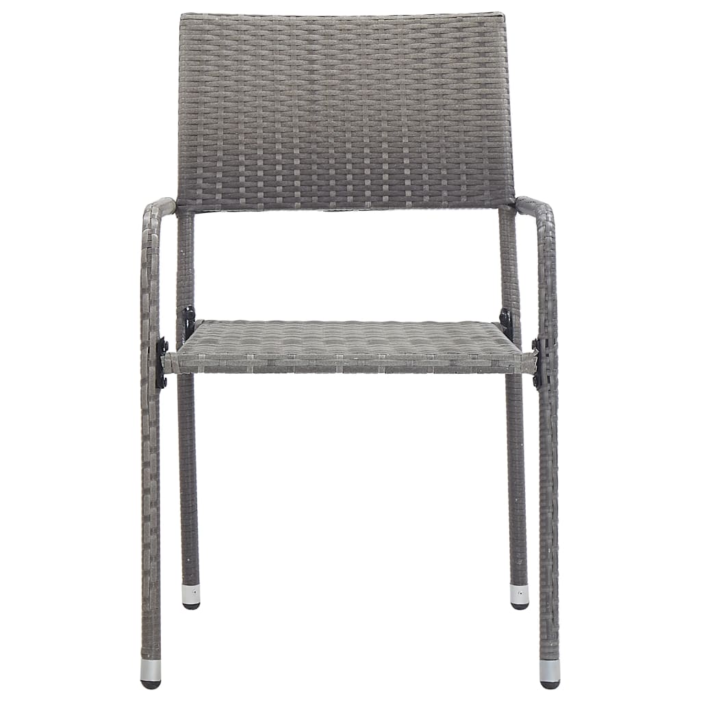 Cadeiras de jantar empilháveis para jardim 2 pcs vime PE cinza