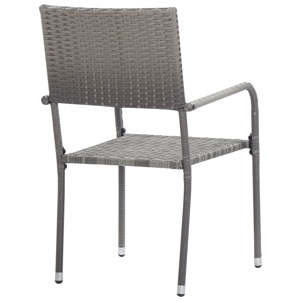 Cadeiras de jantar empilháveis para jardim 2 pcs vime PE cinza