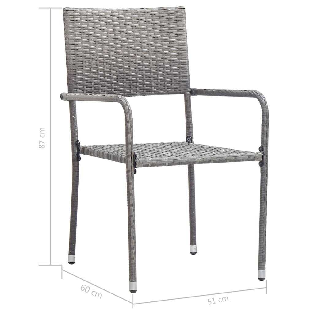 Cadeiras de jantar empilháveis para jardim 2 pcs vime PE cinza