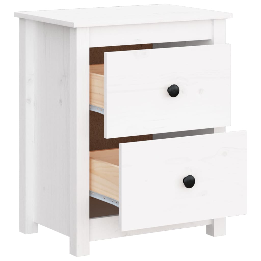 Mesa de cabeceira 50x35x61,5 cm madeira de pinho maciça branco