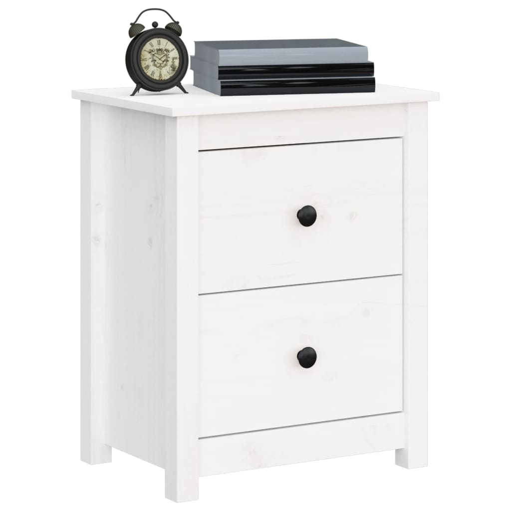 Mesa de cabeceira 50x35x61,5 cm madeira de pinho maciça branco