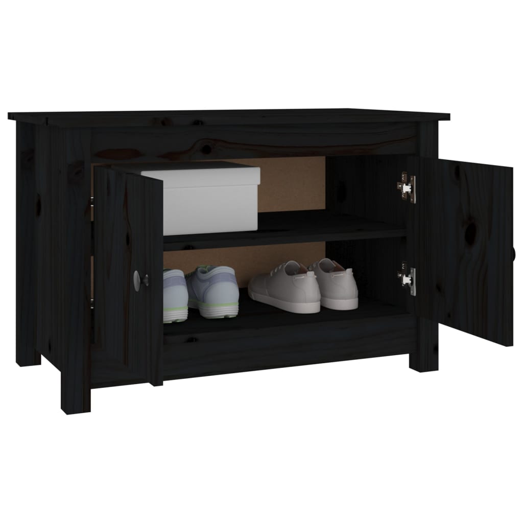Sapateira 70x38x45,5 cm pinho maciço preto