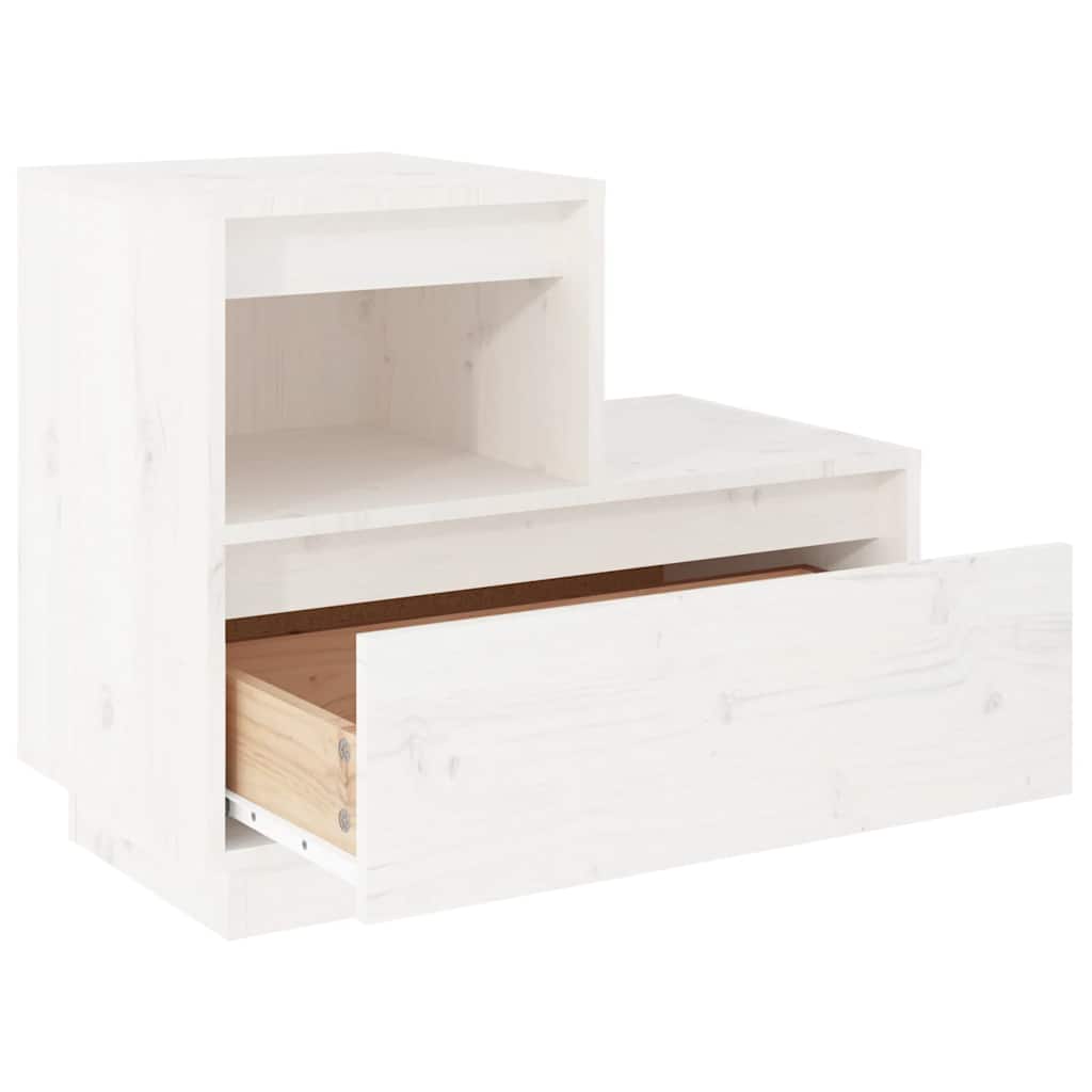 Mesa de cabeceira 60x34x51 cm madeira de pinho maciça branco
