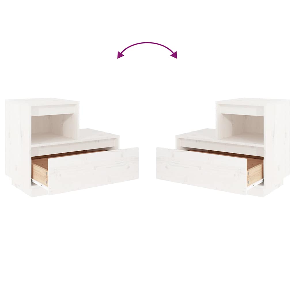 Mesa de cabeceira 60x34x51 cm madeira de pinho maciça branco