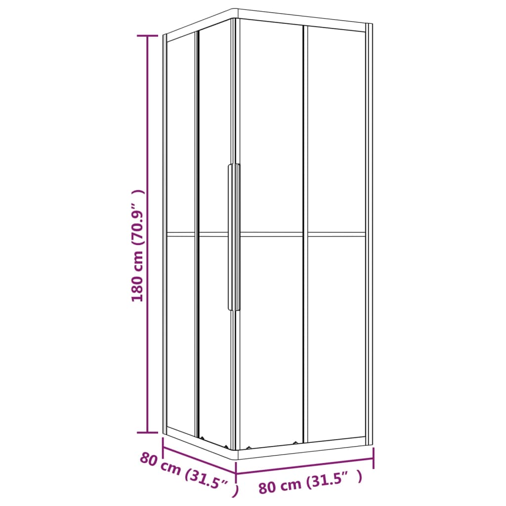 Cabine de duche riscas ESG 80x80x180 cm preto