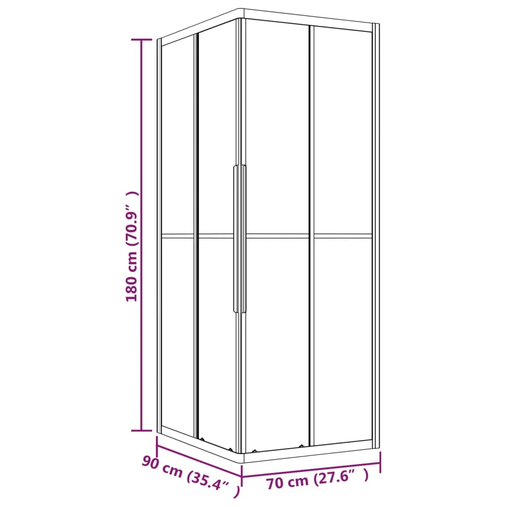 Cabine de duche riscas ESG 90x70x180 cm preto