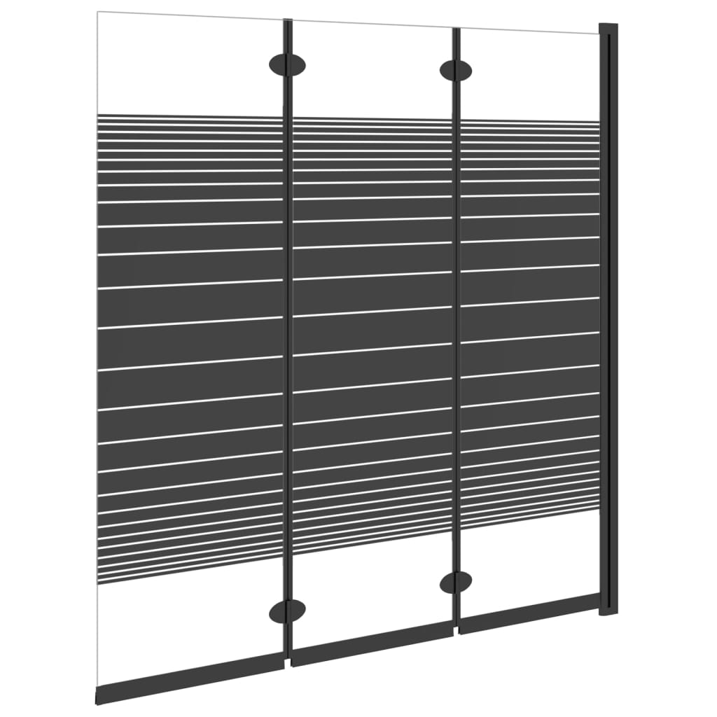 Divisória de chuveiro dobrável 3 painéis 130x130 cm ESG preto
