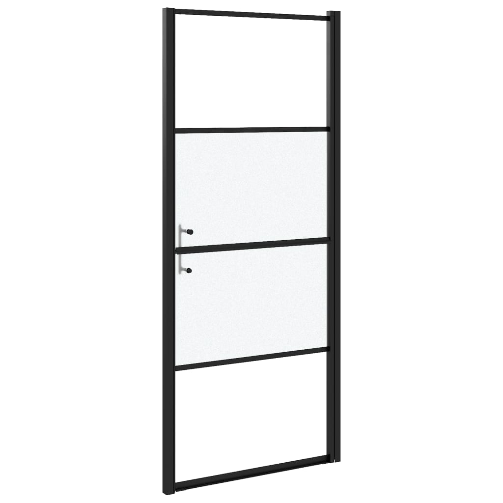 Porta de chuveiro meio vidro fosco temperado 81x195 cm preto