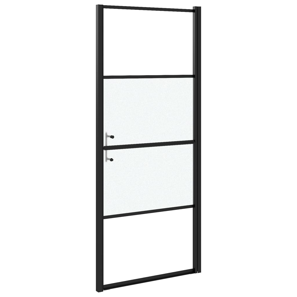 Porta de chuveiro meio vidro fosco temperado 91x195 cm preto