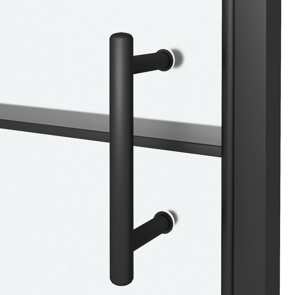 Porta de chuveiro meio vidro fosco temperado 91x195 cm preto