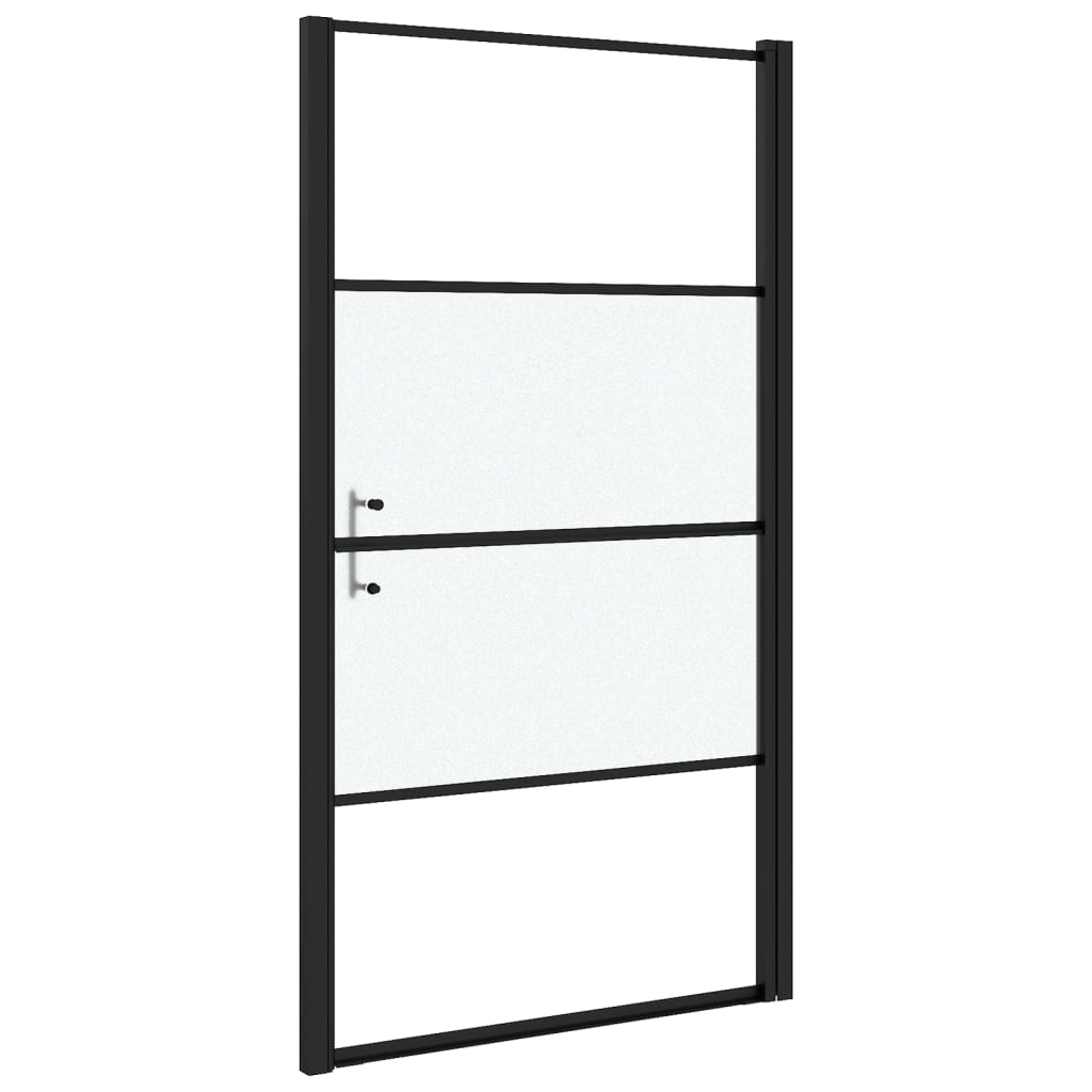 Porta de chuveiro meio vidro fosco temperado 100x178 cm preto